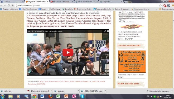 La jota i el cant de l’u a les comarques valencianes. Conferència/concert de Fermín Pardo 2013.