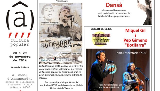 València: Projecció documental “el cant de les arrels” a la Falla Arrancapins